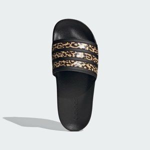 Brand New NIB ADILETTE AQUA SLIDES Size 11 Black Animal Print